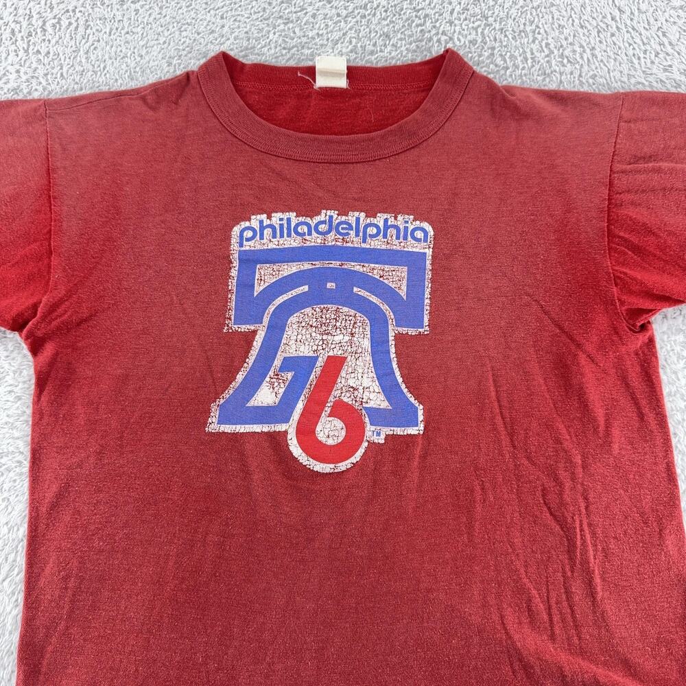 Vintage Philadelphia 76ers Shirt Mens XS NBA Basketball Liberty Bell 70s